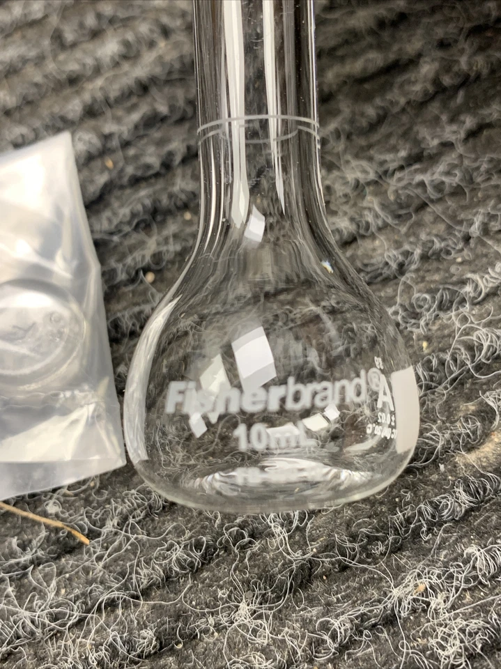 12PK Fisherbrand 10 ml frasco volumétrico clase A con tapón clase ST 9 FB-400-10 Foto 2 de 4