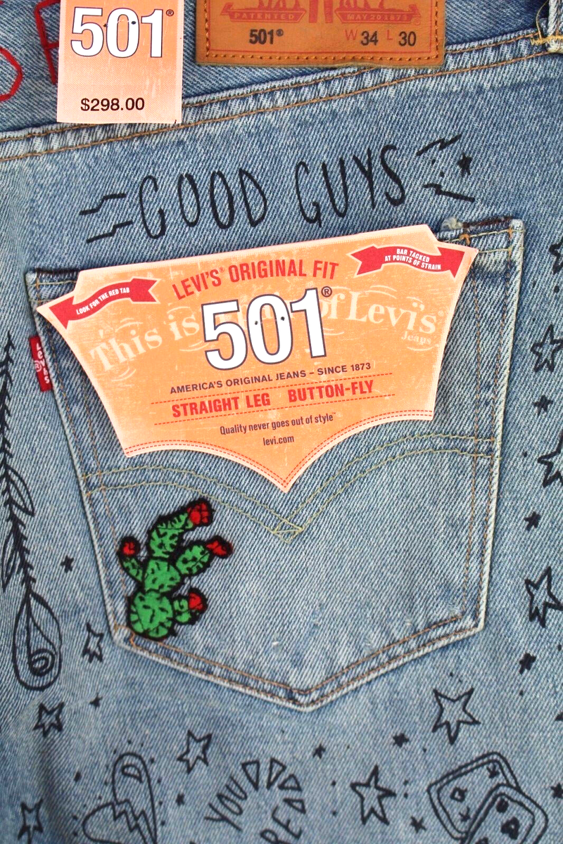 Levi's Limited Edition 501 Original Straight Scribble Jeans $298