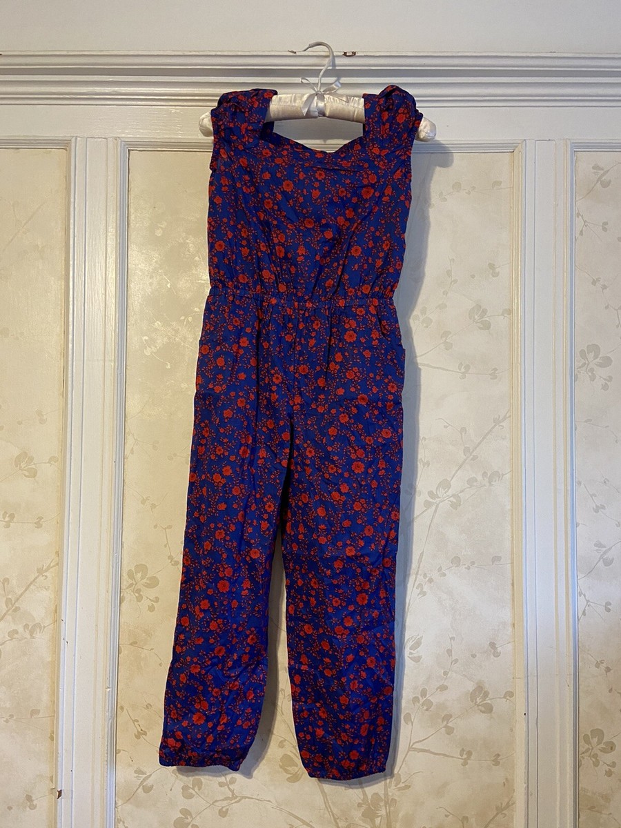 NWT Janie And Jack Girls Floral Puff Sleeve Jumpsuit 10