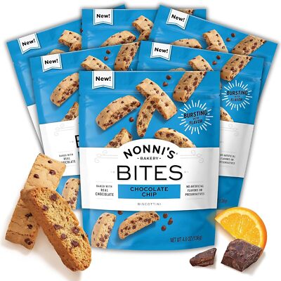 6 Pack Nonni s Chocolate Chip Biscotti Style Bite Sized Twice Baked Cookie Bites