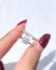 1.00Ct IGI Lab Grown Diamond 925 Silver Wedding Engagement Bridal Ring Set