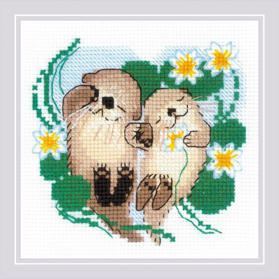 Riolis Kreuzstich-Set „Lamm Und Hase“ – Inkl. Stoff, Wolle, Nadel, Anleitung, 11,75x11,75 Cm