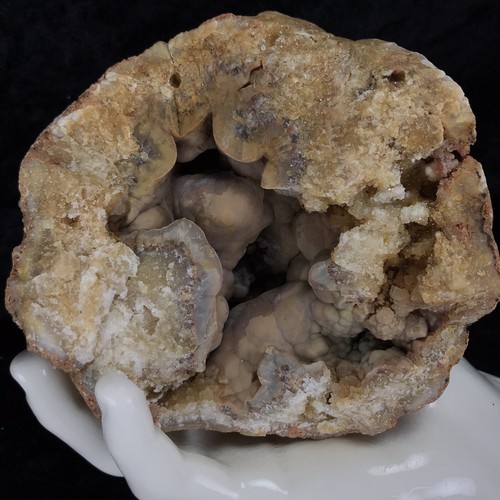 4" Botryoidal Chalcedony Crystal Geode Rough Quartz Lapidary Agate Yellow 1.11Lb - Picture 10 of 10
