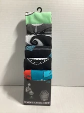 Bio World Mens Crew Socks, 6 Pair, "The Nightmare Before Christmas",  8-12, New