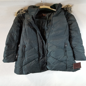 anne klein down coat with faux fur