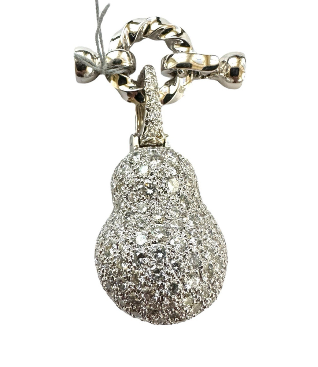 Andrew Clunn Pear Shape 8.50 Carat Platinum Pave Diamond 21.4 g Enhancer Pendant View 3
