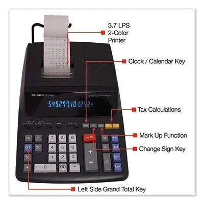 Black 12 Digit Calculator with Fast Tape Printing Clock Calendar Functions - Image 3 of 4