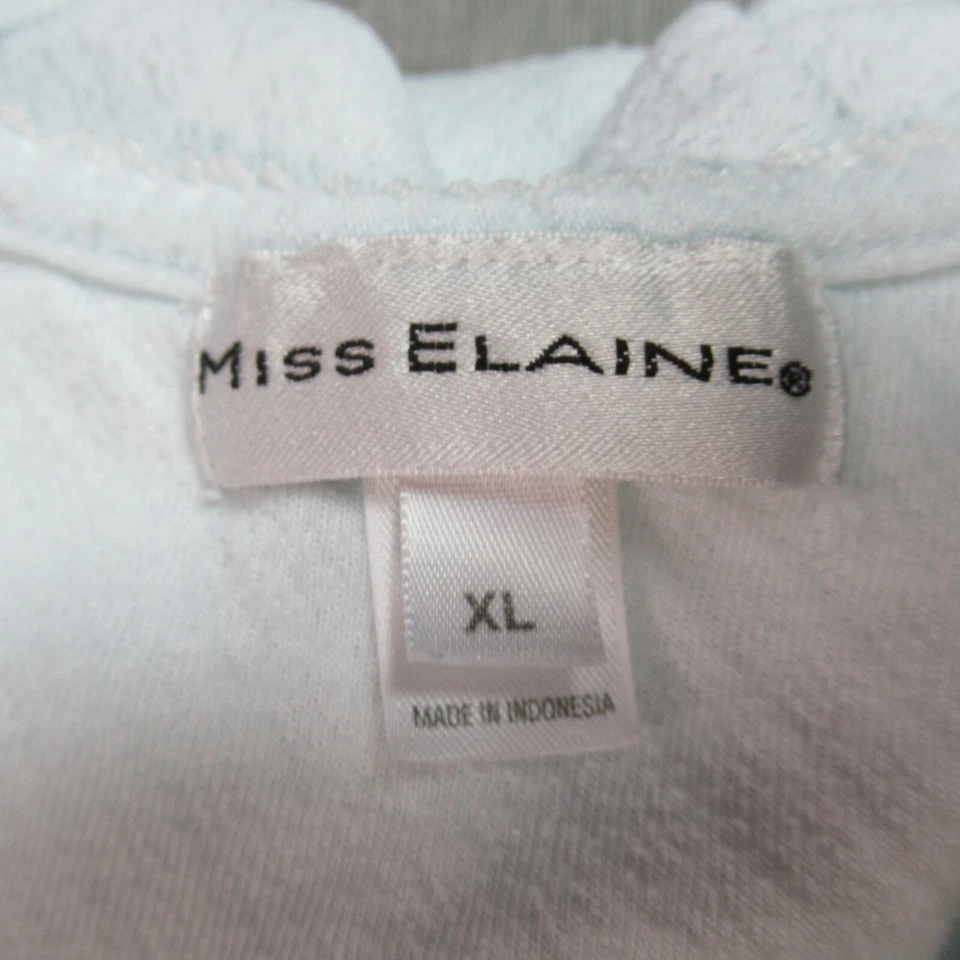 Vintage Miss Elaine Nightgown Size XL Blue Floral Flannel Granny Cottagecore 80s - Image 2 of 4