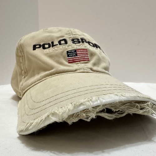 Vtg Polo Sport Ralph Lauren Cap Flag Hat Strap Back THRASHED 90s Made In USA - Picture 11 of 19