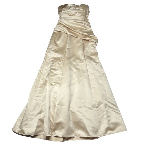 Birdie Grey Shiny Satin Neutral Champagne Bridesmaid Dress S | eBay