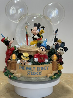 Walt Disney Studios Musical Snow Globe Mickey Mouse Through The Years Lights Up