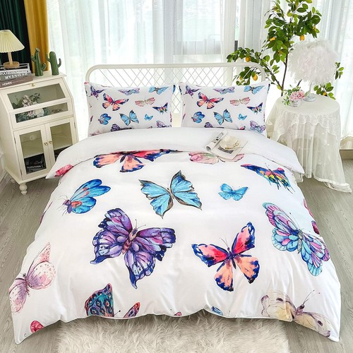 Duvet Cover Set Queen Size,Butterfly Bedding Set,Butterflies Printed