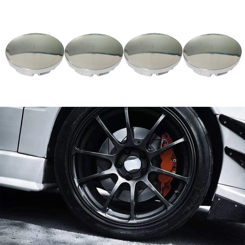 4x 56mm Wheel Center Caps Hub Tyre Rim Hub ABS Chrome Caps Cover Car Accessories Foto 3 de 4