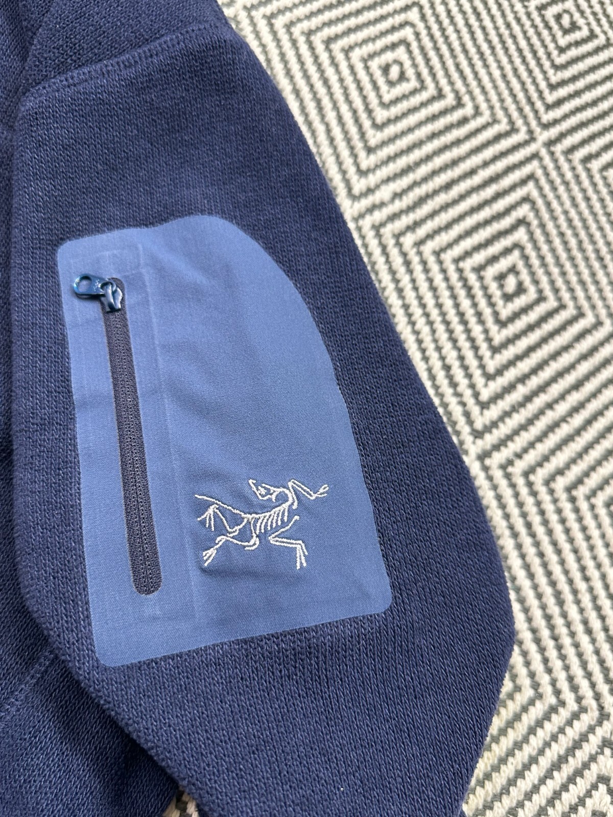 ARC'TERYX COVERT CARDIGAN BLU POLARTEC GIACCA PILE CON CAPPUCCIO TAGLIA XXL CANADA