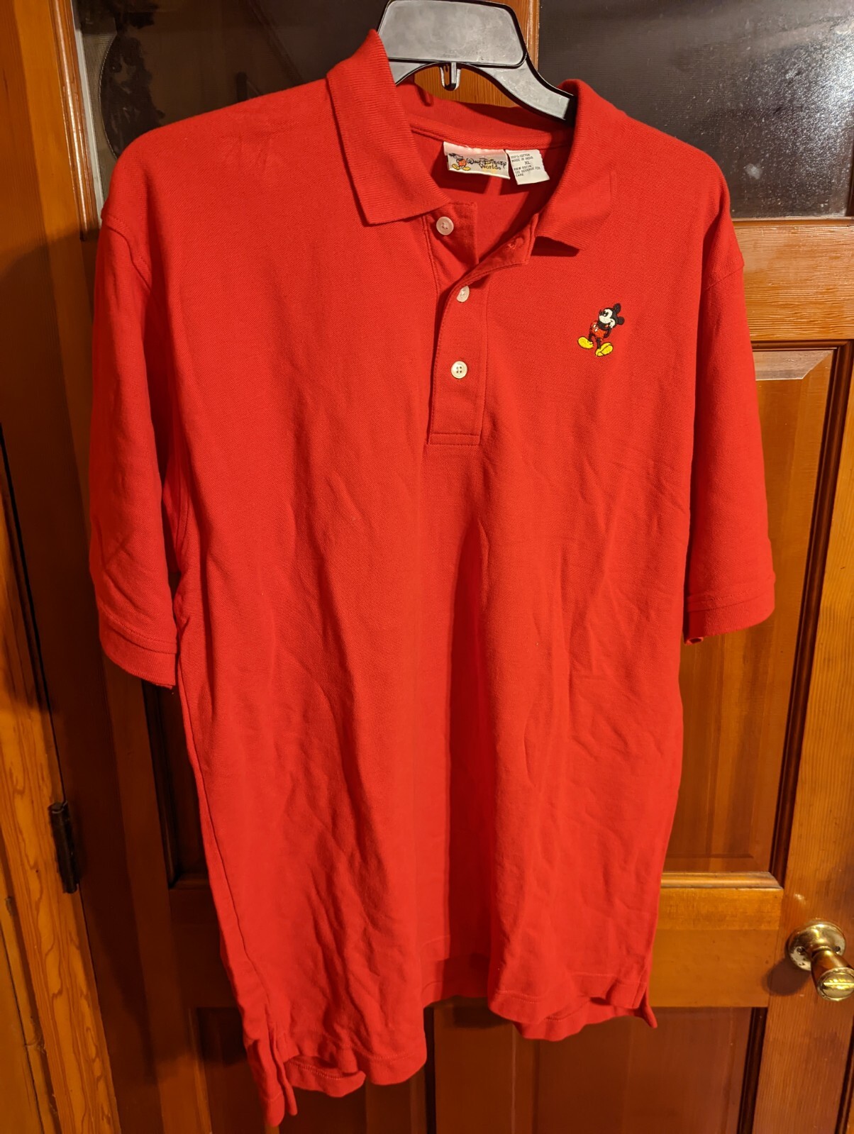 Vintage 80s MICKEY MOUSE POLO SHIRT Disney World Embroidered XL Red 90s 