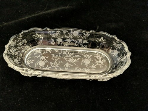 Fostoria Chintz Etched Pickle Dish Tray Baroque 11 in. - Picture 4 of 4