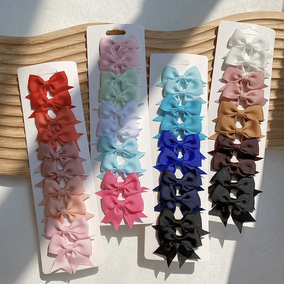 10Pcs/set Mini Small Baby Girl Kids Ribbon Hair Clip Bows Clips Cute Bow School↕ - Image 4 of 4