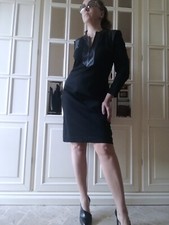 Abito donna Sandro Ferrone L, XL / 44, 46 IT stretto Vestito maglina nero jersey