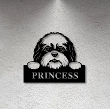 Personalized Shih Tzu Metal Signs, Monogram Wall Decor, Custom Last Name Sign