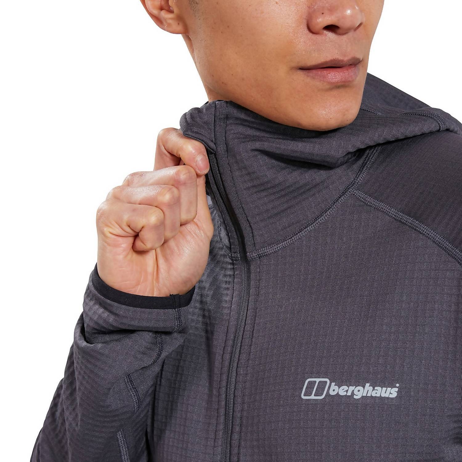 Berghaus Men's Vanth Hooded Polartech Power Grid Fleece Jacket Grey P