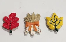 3 Vintage Fall Autumn Button Covers Fall Leaves And Corn