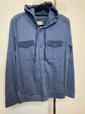 HOWE Nordstrom Blue Waffle Knit Button-Down Hoodie Sweater Jacket w ...