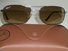 RAY BAN RB3484 004/M2 60 17 SLEEK BROWN POLARIZED CRYSTAL FLEX HINGE SUNGLASSES