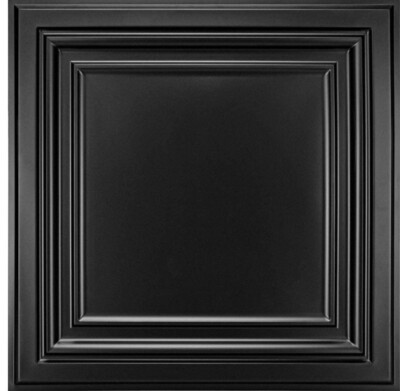 Art3d PVC Ceiling Tiles 2x2 Plastic Sheet in Black (12-Pack)