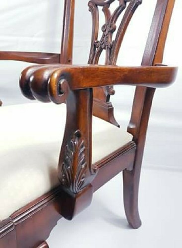 RARE PAIR OF MID 20TH CENTURY STYLE CARVED MAHOGANY ARMCHAIRS FREE UK DELIVERY - Picture 6 of 12