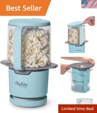 Stylish Personal Hot Air Popcorn Maker with Built-In Bowl - 8 Cups Capacity