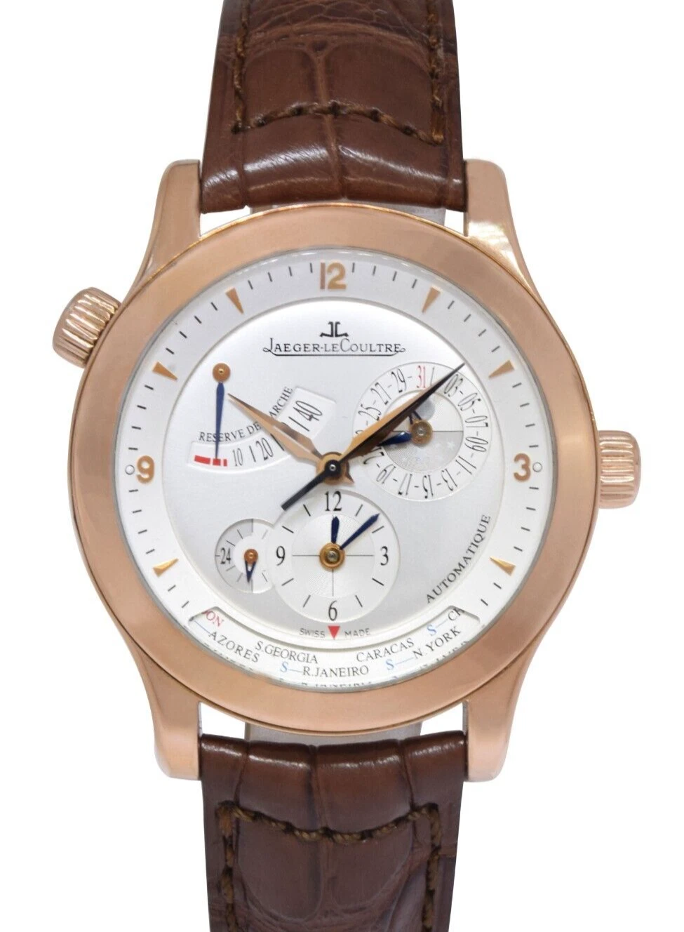 Jaeger LeCoultre — Jaeger LeCoultre Master Geographic 18k Rose Gold 40mm Watch Q1502420 147.2.57.S