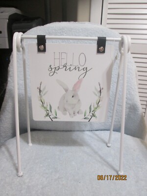 Hello Spring Bunny Rabbit Standing Hanging Sign 11'' X 14'' New