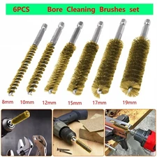 6x 1/4in Hex Shank Brass Bore Cleaning Brushes 8-19mm Wire Brush for Power Drill