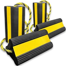 Heavy-Duty Wheel Chocks with Extra-Long Safety Rope (86") - 2-Pack Reflective Ru