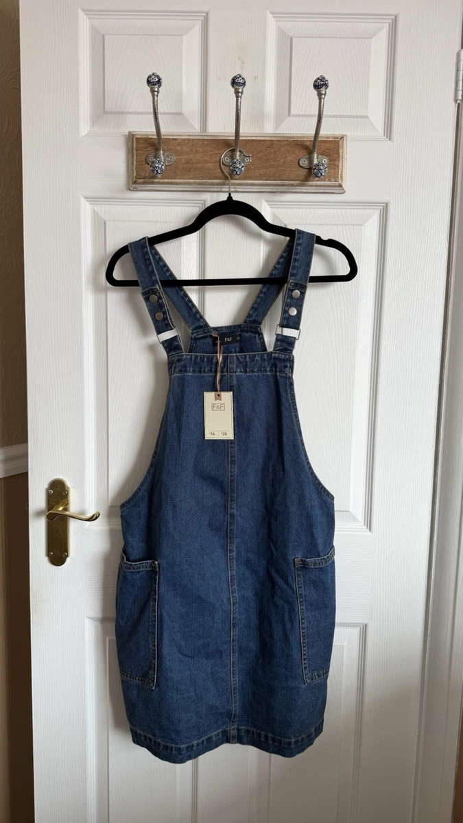 denim pinafore dress uk Womens Clothing Tesco F&F Cotton Women's Blue For Sale Long Blue Jean Overall short dress mini how to wear a denim pinafore dress in summer SIZE:17-17.5/34 Alfani Men's Andrew Plain-Toe