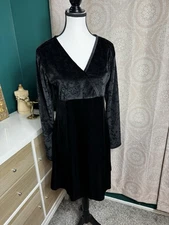 Jumping Joy VTG 90s Velvet Long Sleeve Dress Empire Waist Whimsigoth Whimsical