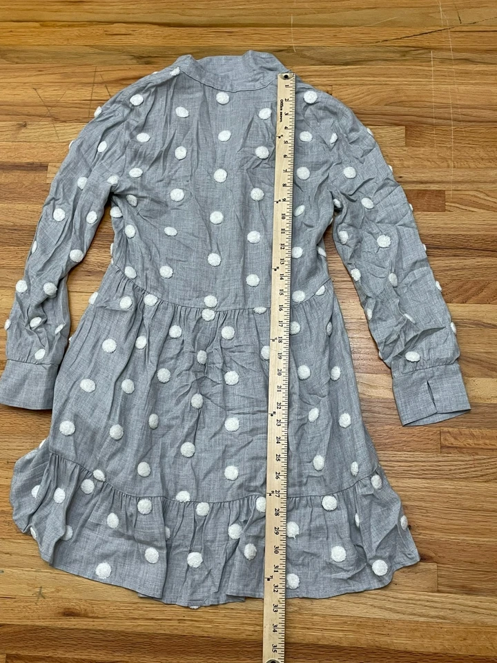 Mini camisa de vestir viscosa con volantes dobladillo forrado bordado lunares Zara XS para mujer Foto 4 de 4