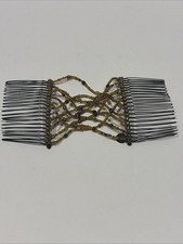 Expandable Beaded Hair Comb Clip With Brown Gold Stretchy Double Combs For Wom