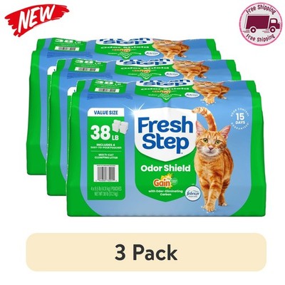3 Pack Fresh Step Odor Shield Multi-Cat Litter Gain 38 lb - Free Shipping