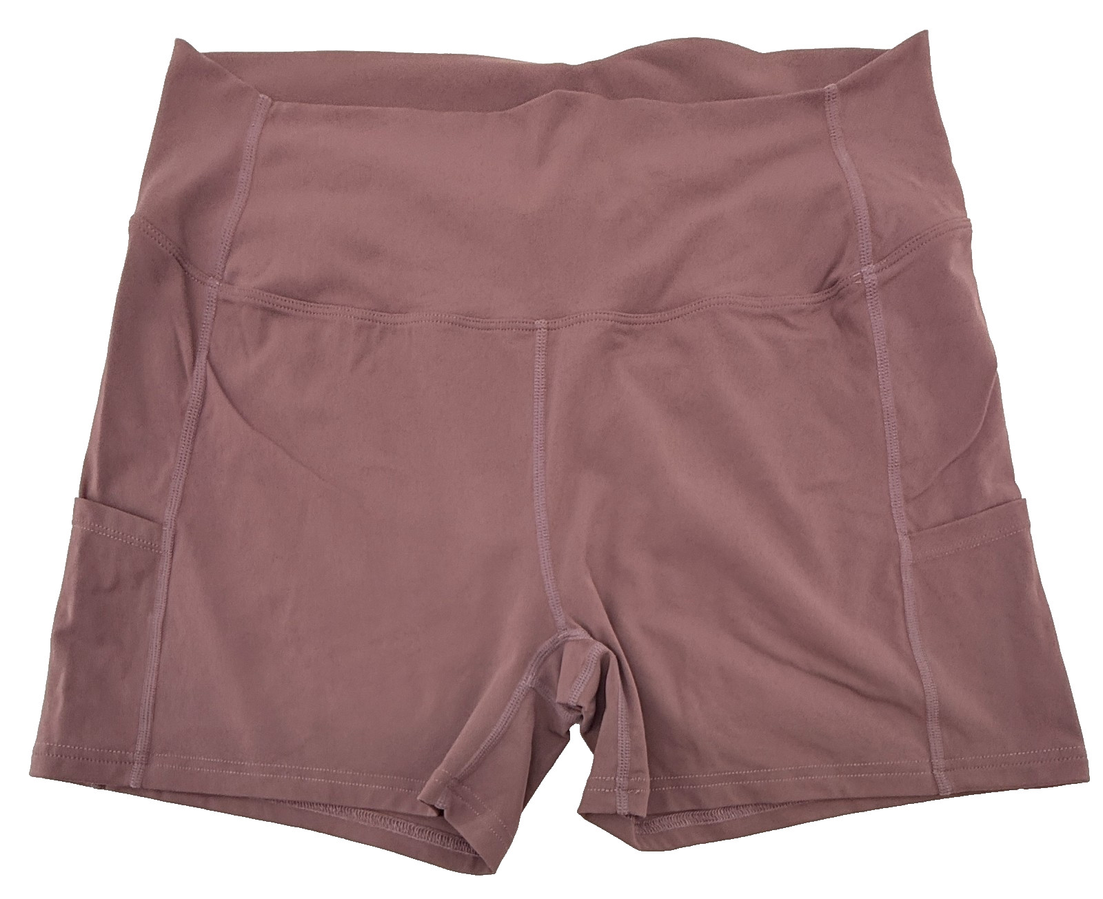 Womens Biker Shorts Size 10 Mauve Pink High Rise Pocket Athletic-image