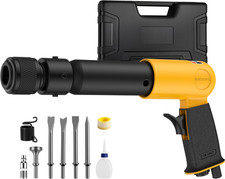 High-Power Long Barrel Air Hammer with Quick Change & 5 Chisels, 2500 BPM