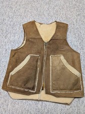 vintage 1960s 70s brown SHEARLING leather vest S hippie boho SHEEPSKIN western
