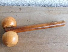 vintage APPAREIL en BOIS rouleau à MASSAGE manche DEUX BOULE masseur DOS pieds