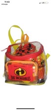 Disney Pixar The Incredibles Play Dish Toy Set  Clear Backpack