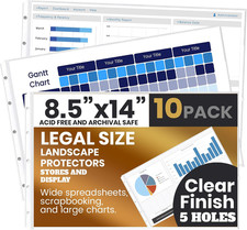 10 Pack of 8.5  X 14  Heavyweight Landscape Sheet Protectors, Legal Papers