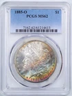 1885-O $1 Morgan Silver Dollar MS62 PCGS 61214613 Rainbow Toned
