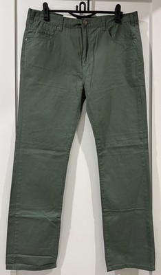 Denim Co Est 1969 Men Regular Comfort Fit Chino Pants 34x32 Olive Sage Green