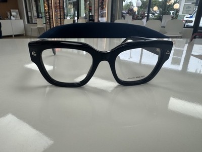 Alexander McQueen AM0411O-001 Black Square Spike Stud Optical Frames Italy