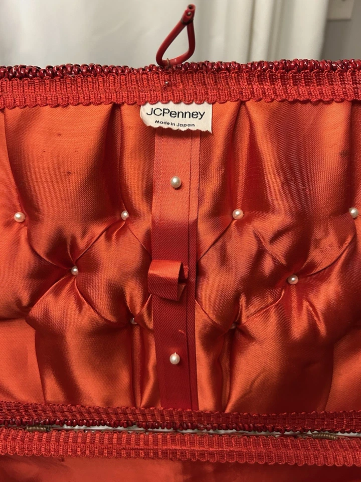 Caja de costura vintage JcPenny roja y blanca a cuadros Foto 4 de 4