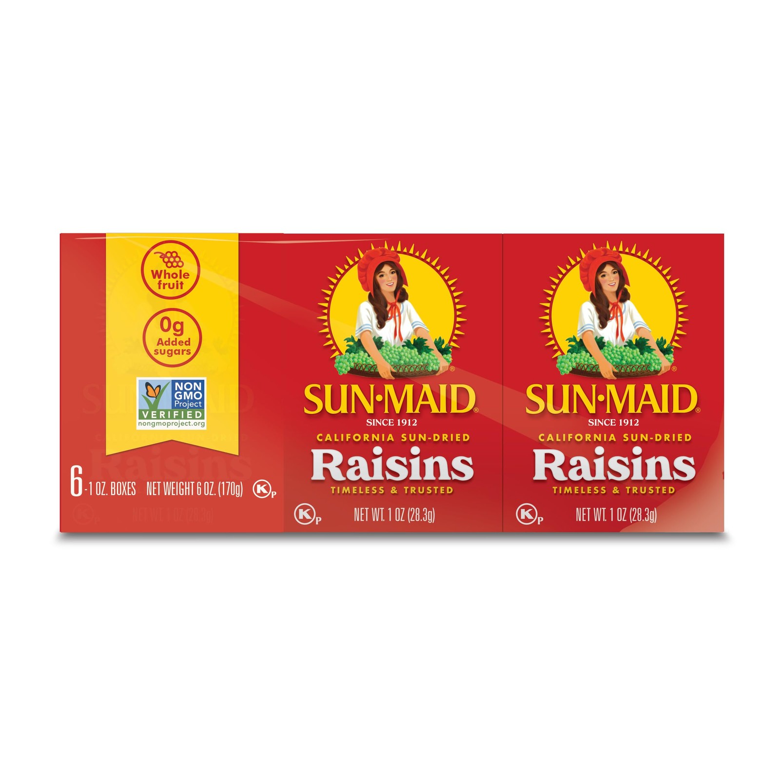 Sun-Maid California Sun-Dried Raisins - (6 Pack) 1 Oz Snack-Size Box - Dried